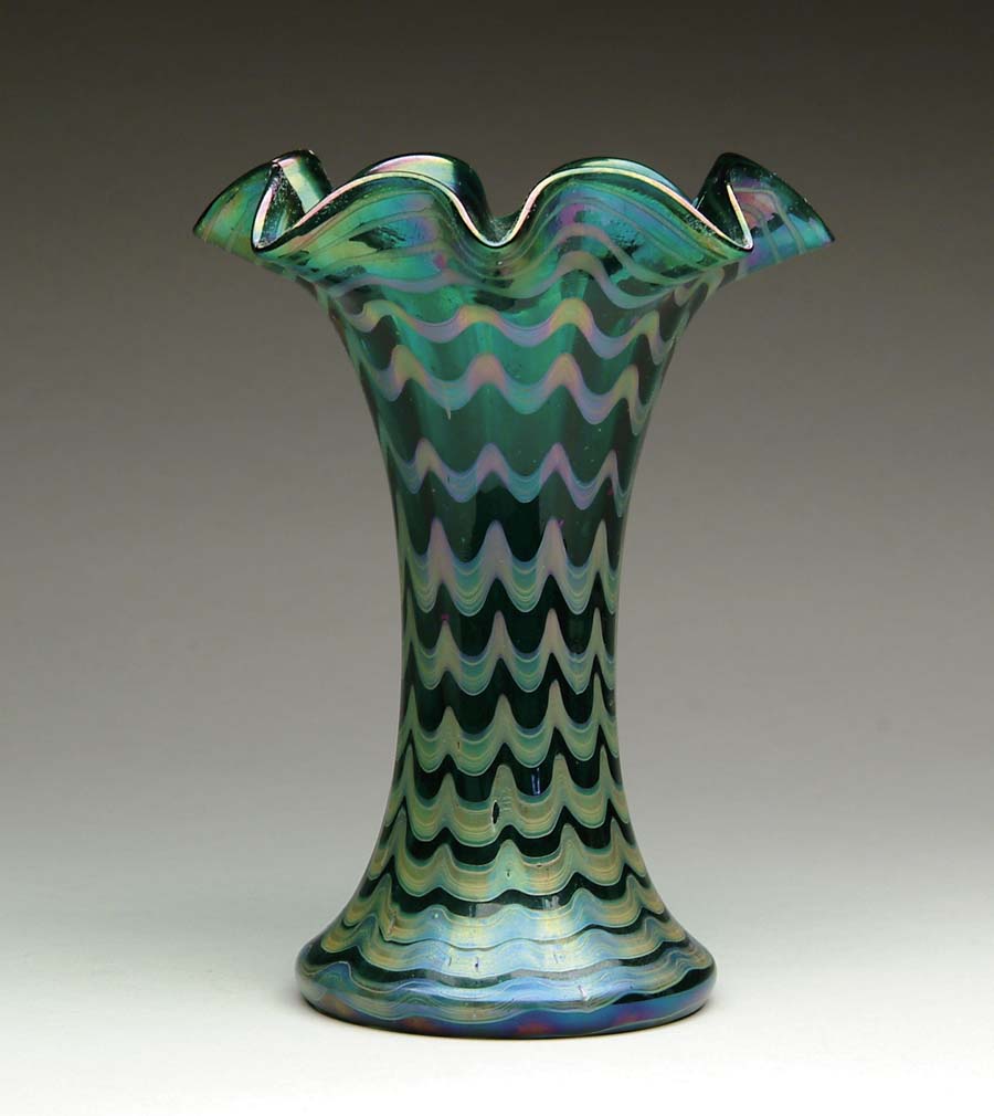 Appraisal: LOETZ DECORATED VASE Lovely Loetz vase has platinum iridescent wave