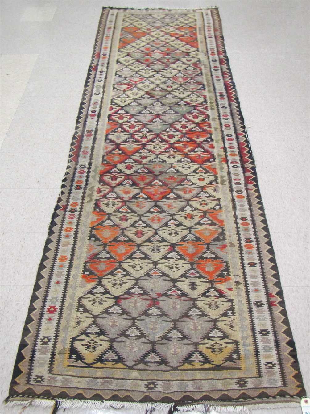 Appraisal: SEMI-ANTIQUE PERSIAN FLATWEAVE KILIM RUNNER hand woven ' x '