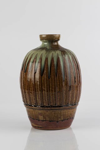 Appraisal: Mike Dodd British b Vaseash glaze fluted sidesimpressed potter's seal