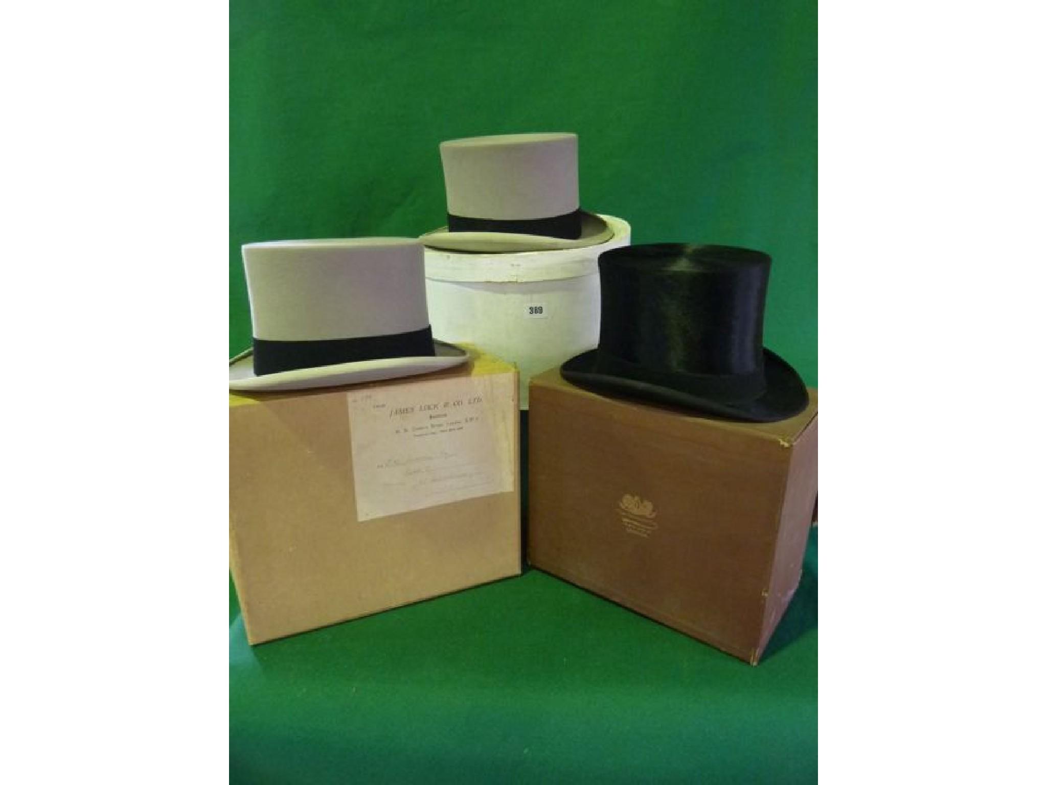 Appraisal: A Lock Co grey top hat with original box further