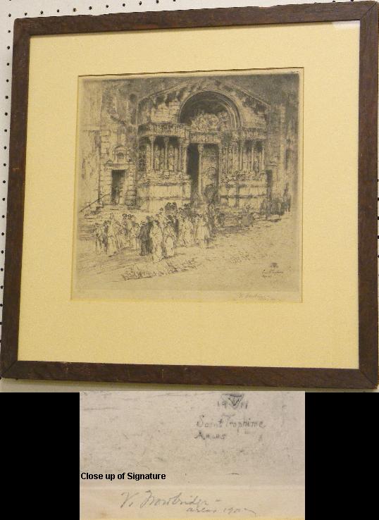 Appraisal: Vaughan Trowbridge - pencil signed etching ''St Trophine Arles'' signed