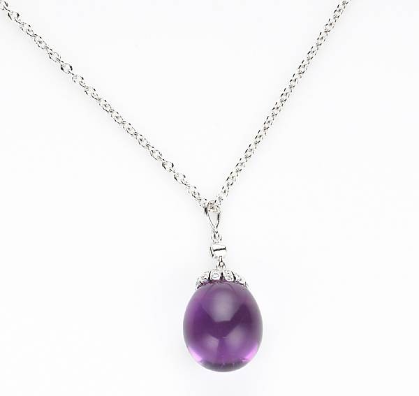 Appraisal: An amethyst diamond and k white gold pendant-necklace length in