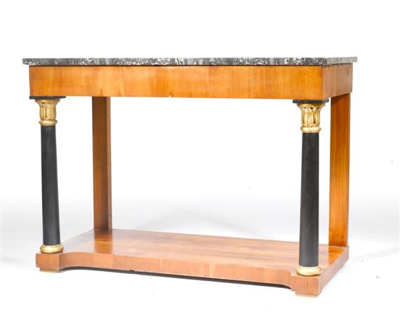 Appraisal: CONSOLE Biedermeier sytle Cherry partly painted in black and gilded