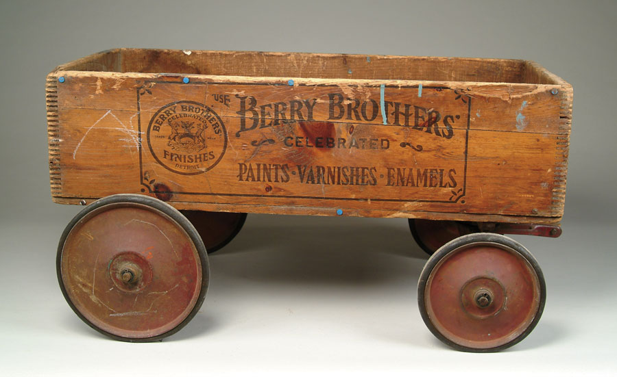 Appraisal: BERRY BROTHERS WOODEN WAGON A child s four-wheel wagon made