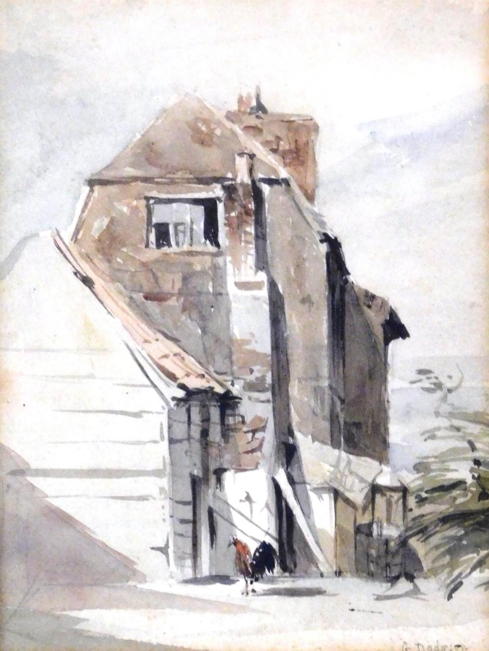 Appraisal: George Haydock Dodgson English - Farmhouse with Chicken watercolor on