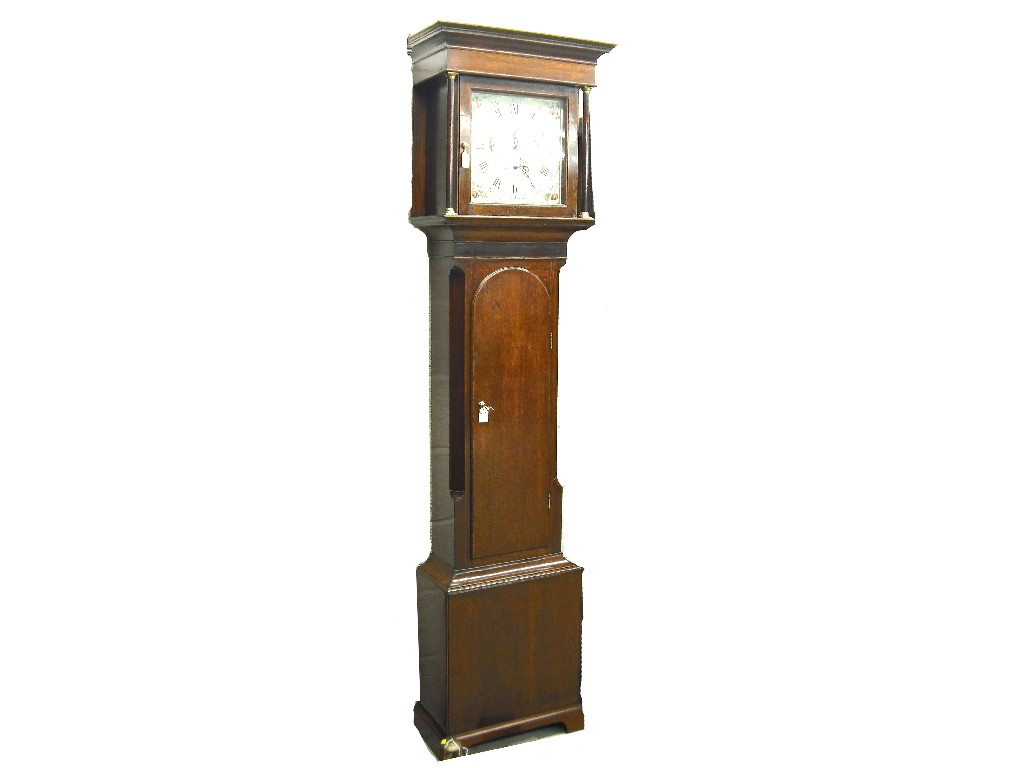 Appraisal: Oak thirty hour longcase clock the painted square dial signed