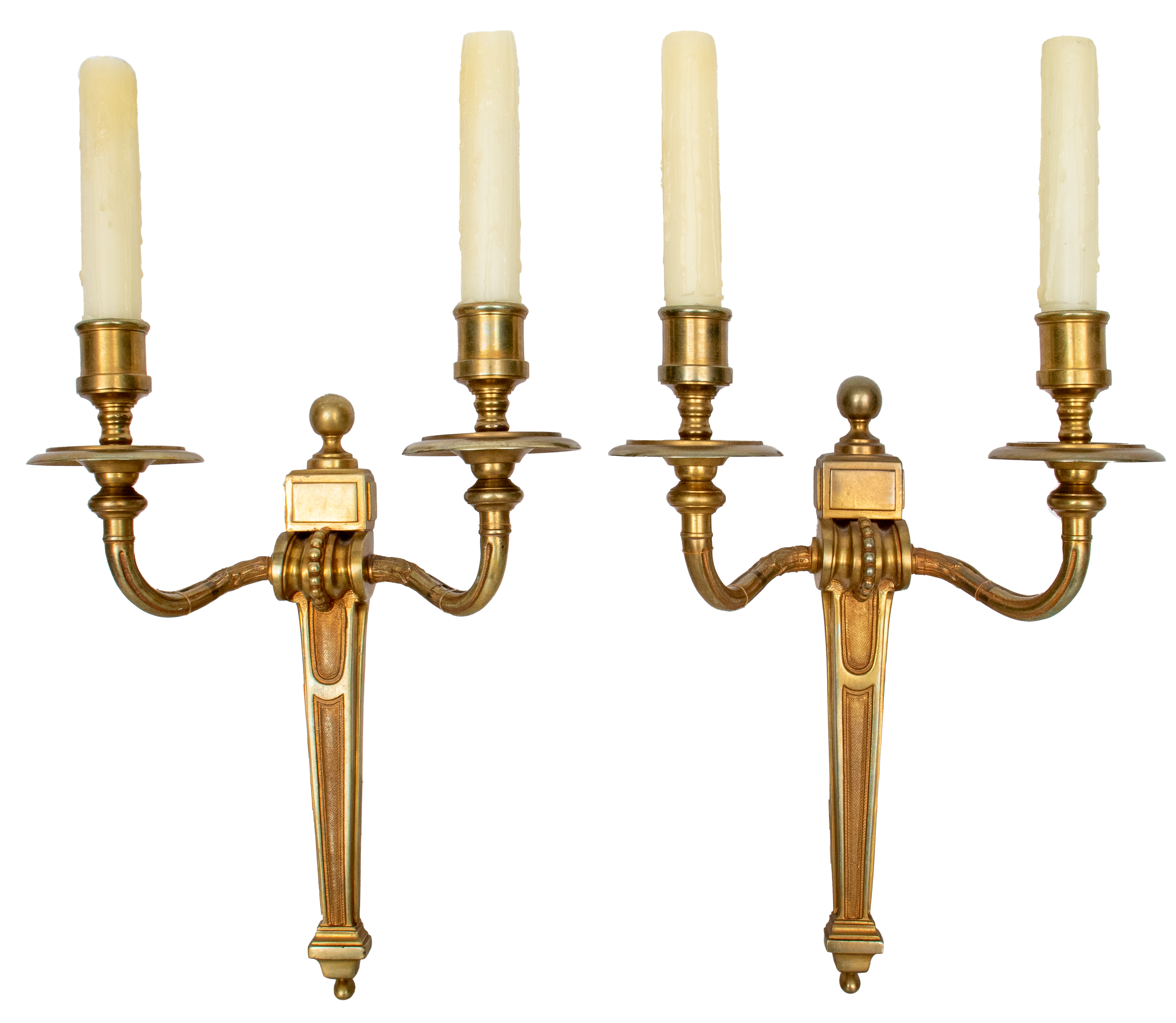 Appraisal: FRENCH LOUIS XVI STYLE BRASS SCONCES PAIR Pair of French