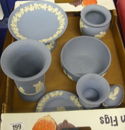 Appraisal: Wedgwood Blue Jasper Ware to include Comport Vases Dishes Etc