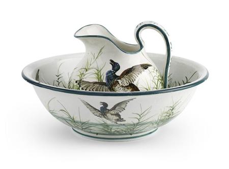 Appraisal: WEMYSS SMALL EWER AND BASIN CIRCA decorated with mallards in