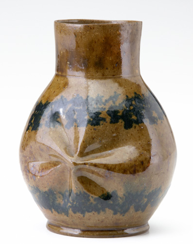 Appraisal: GEORGE OHR Bulbous vase with floriform pinched front and back