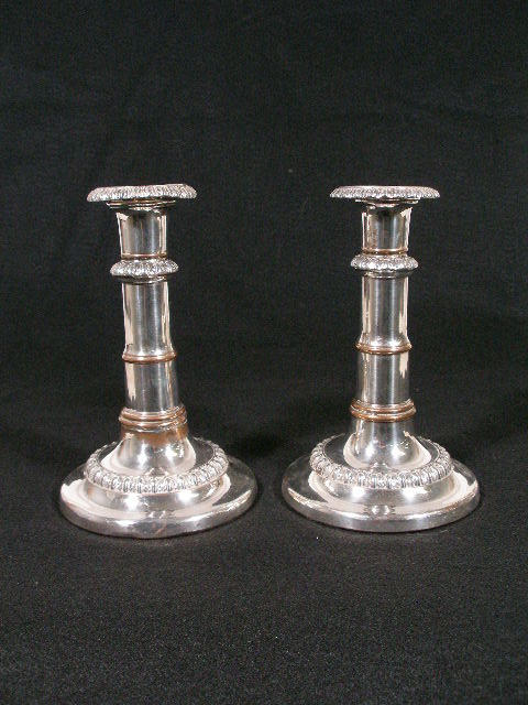 Appraisal: Pair of Sheffield Telescopic Candlesticks plated silver over copper th