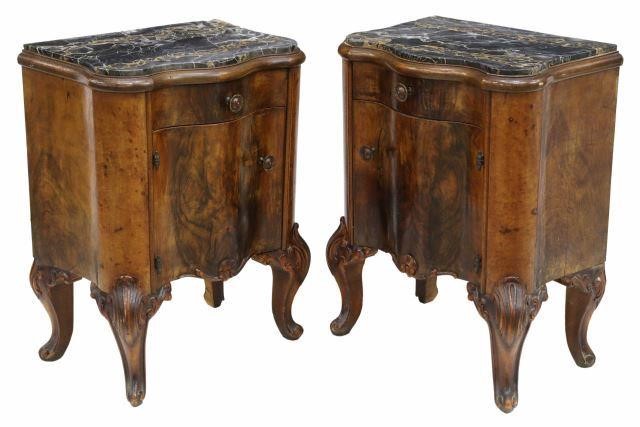 Appraisal: pair Venetian walnut bedside cabinets early th c having shaped