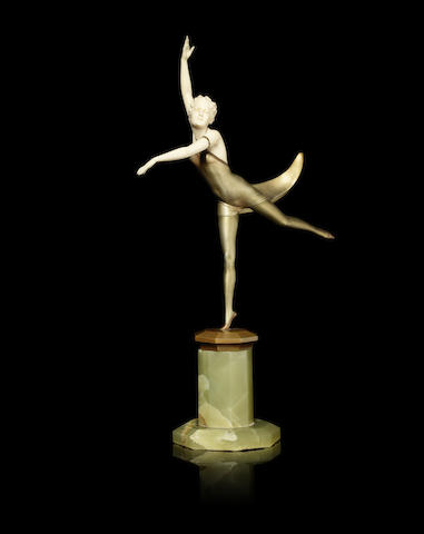 Appraisal: Otto Poertzel German - 'Butterfly Dancer' a Cold-Painted Bronze and