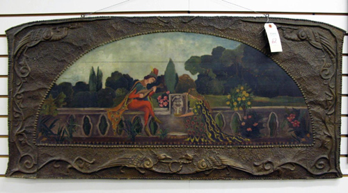 Appraisal: AN OVER MANTEL PAINTING ON WOOD English c the demilune