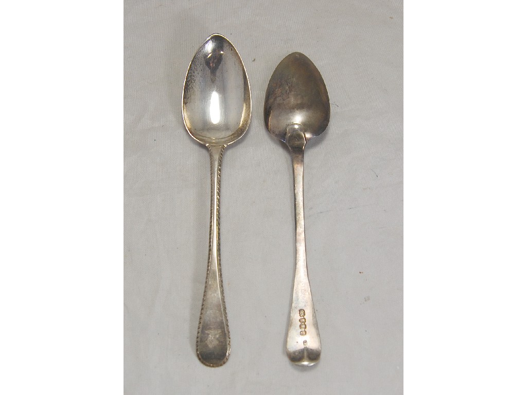 Appraisal: Two silver Hanoverian thread pattern tablespoons one London maker I