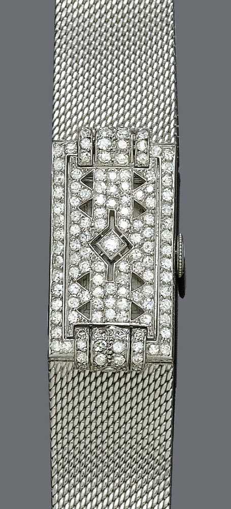 Appraisal: DIAMOND LADY'S WRISTWATCH ESZEHA AUDEMARS PIGUET ca Platinum band in