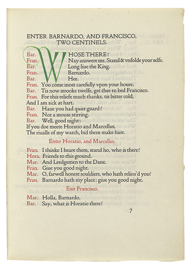 Appraisal: PRESENTATION BY COBDEN-SANDERSON TO ERIC GILL DOVES PRESS Shakespeare William