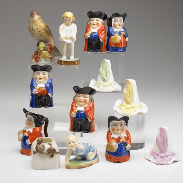 Appraisal: ROYAL WORCESTER Thirteen pieces includes six Toby jugs figurals candle