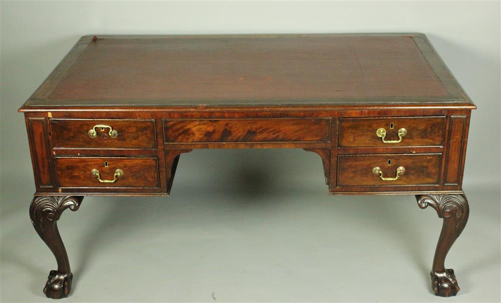 Appraisal: CHIPPENDALE STYLE CARVED MAHOGANY PARTNERS DESK having a rectangular top