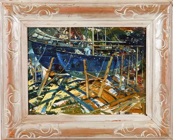 Appraisal: Preparing the Boats oil on board x SLR Artist American