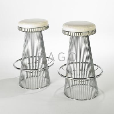 Appraisal: STYLE OF WARREN PLATNER Pair bar stools USA s Chromed