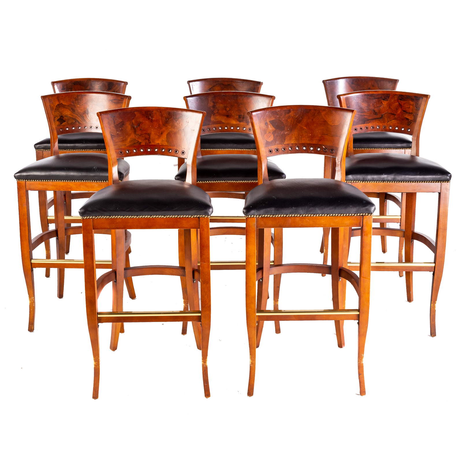 Appraisal: EIGHT HARRIS MARCUS BIEDERMEIER STYLE BARSTOOLS With burled wood back