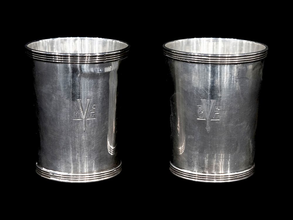 Appraisal: A Set of Eight American Silver Mint Julep Cups A