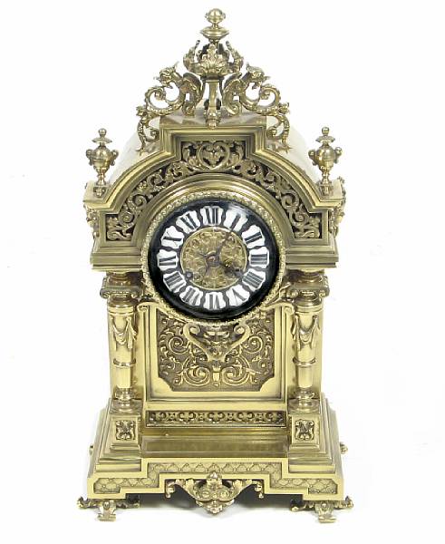 Appraisal: A French gilt brass mantel clock height in width in