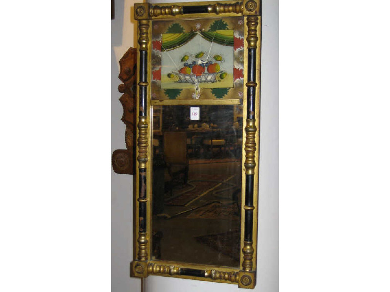 Appraisal: AMERICAN CLASSICAL BALUSTER FRAME MIRROR Gilt gesso and black paint