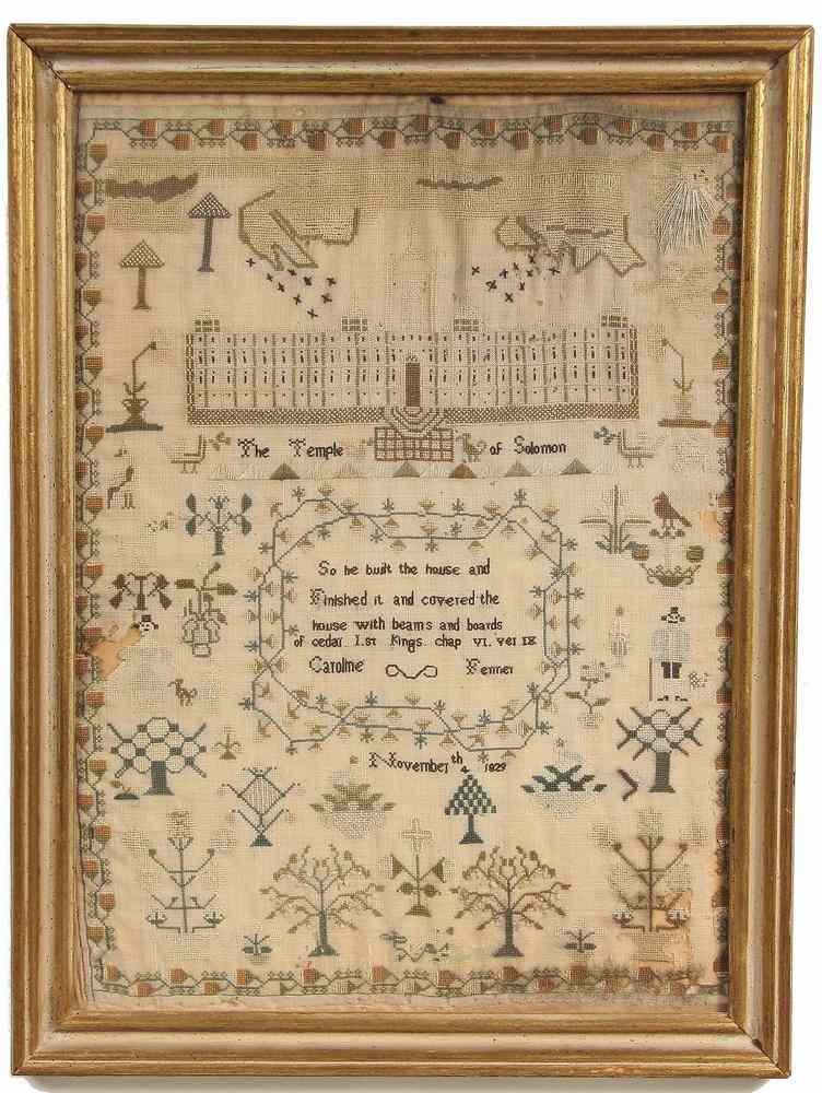 Appraisal: FEDERAL NEEDLEPOINT SAMPLER - Needlepoint Sampler dated November th in