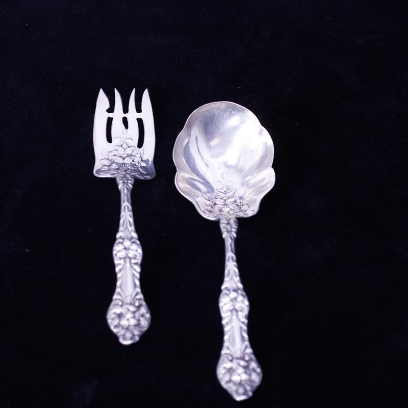 Appraisal: Sterling Silver Alvin Old Orange Blossom meat fork berry spoon