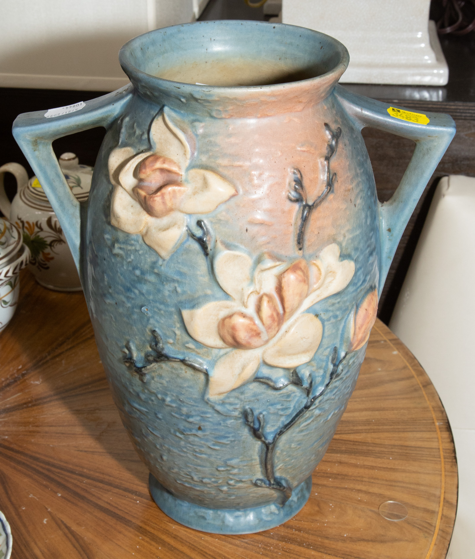 Appraisal: LARGE ROSEVILLE VASE Pattern - st half th century in