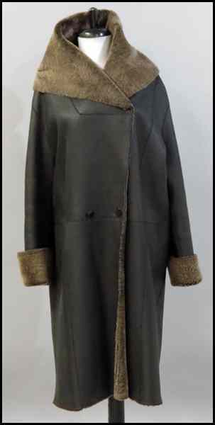 Appraisal: LEATHER HOODED LENGTH COAT Condition No Specific Condition Recorded -