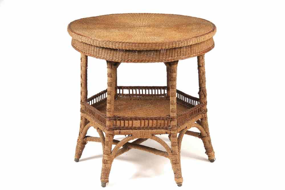 Appraisal: ROUND SEAGRASS TABLE - Circa s Round Woven Seagrass Table