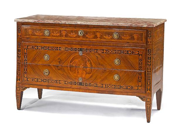 Appraisal: An Italian Neoclassical walnut and marquetry cassetone Lombardylate th century