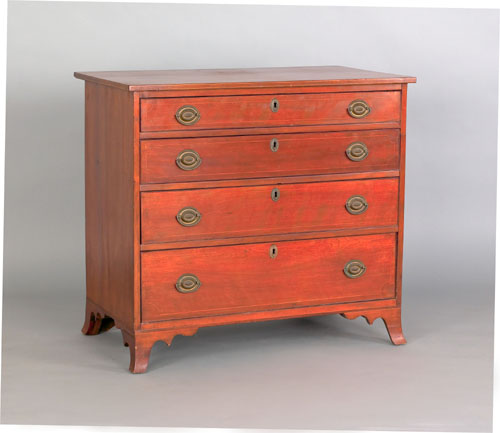 Appraisal: Pennsylvania Federal cherry chest of drawers ca with four line