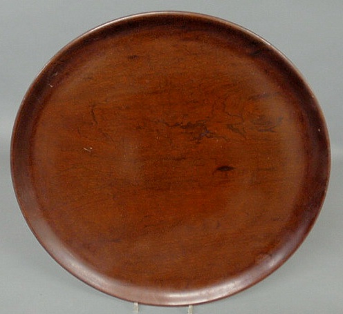 Appraisal: Large round mahogany tray signed Hand Made Robert T Trent