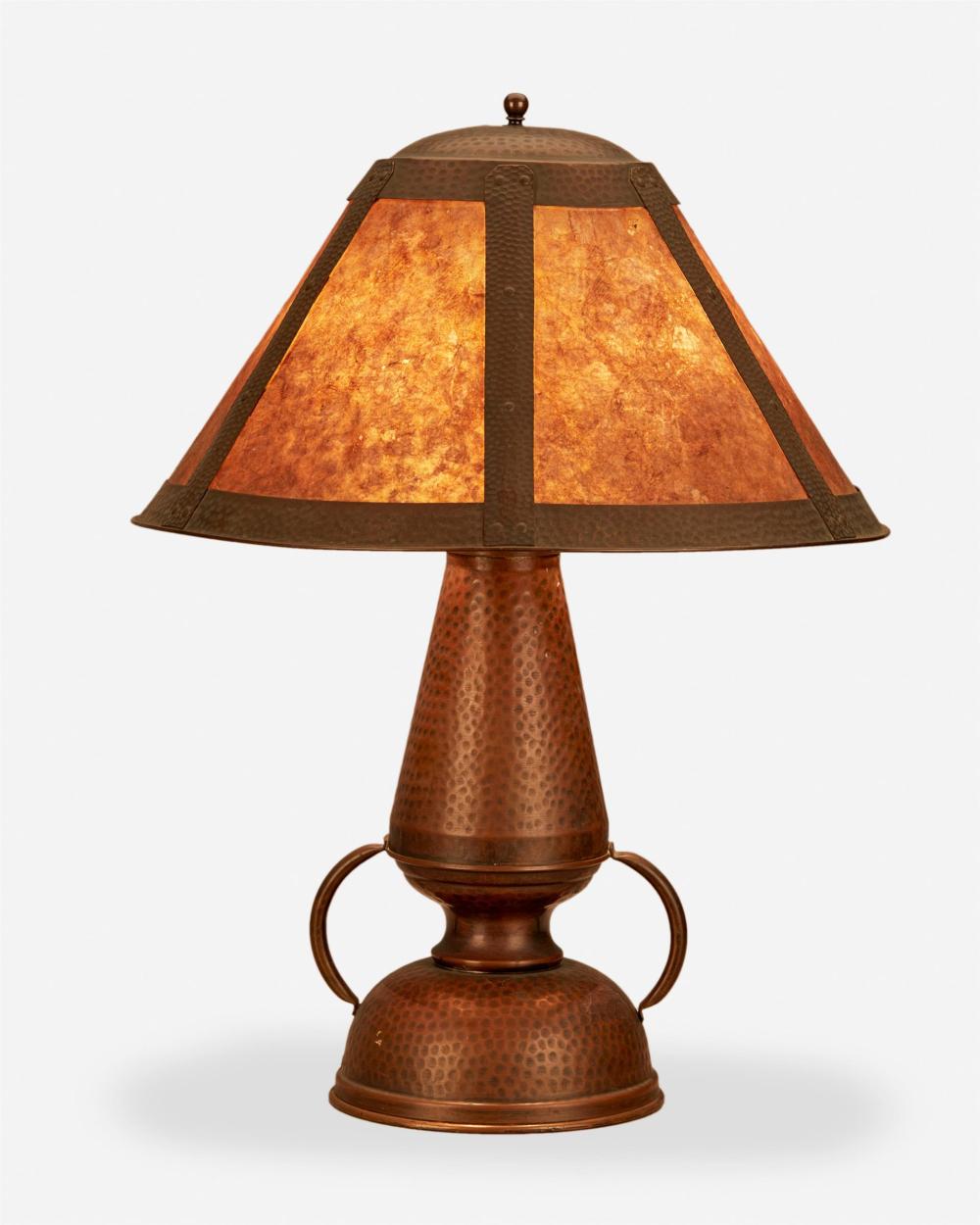 Appraisal: An Arts and Crafts hammered copper table lamp First-quarter th