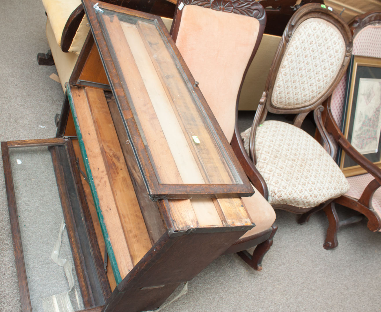 Appraisal: Rococo Revival walnut side chair cameo back upholstered seat Rococo