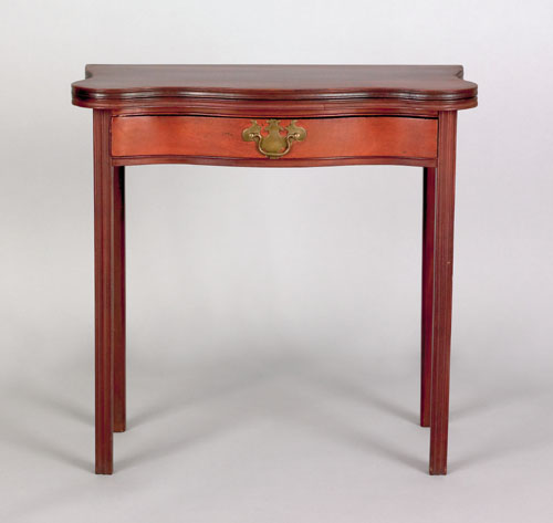 Appraisal: New England Chippendale mahogany diminutive games table ca the serpentine