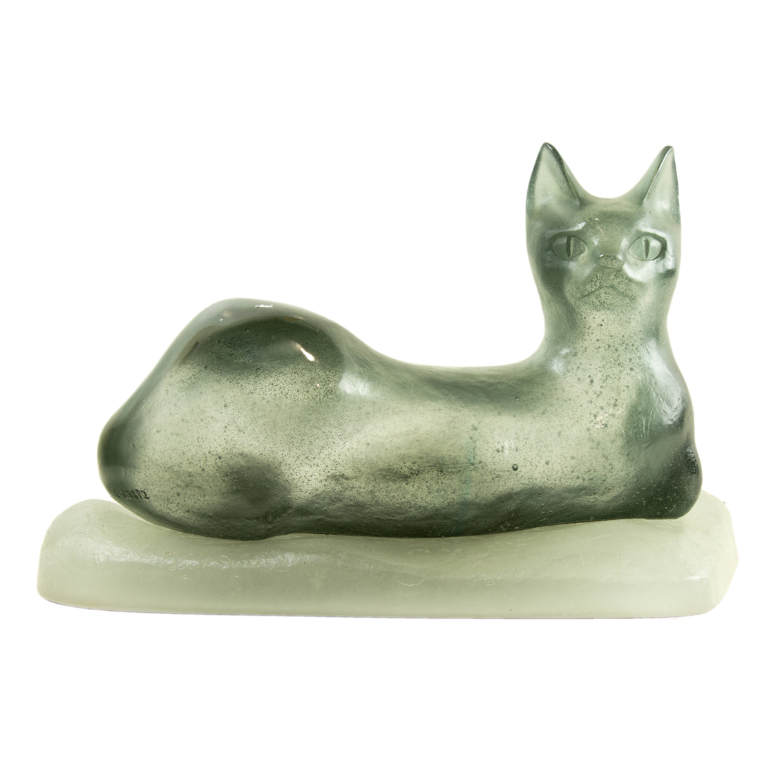 Appraisal: A DAUM PATE DE VERRE FIGURE OF RECUMBENT CAT DESIGNED