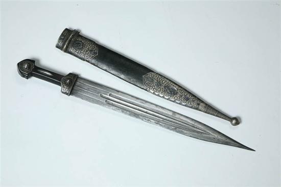 Appraisal: DAGGER Caucasus late th century Kindjal with decorative blade with