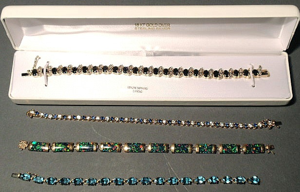 Appraisal: Four ladies bracelets to include sapphire diamond vermeil set opal