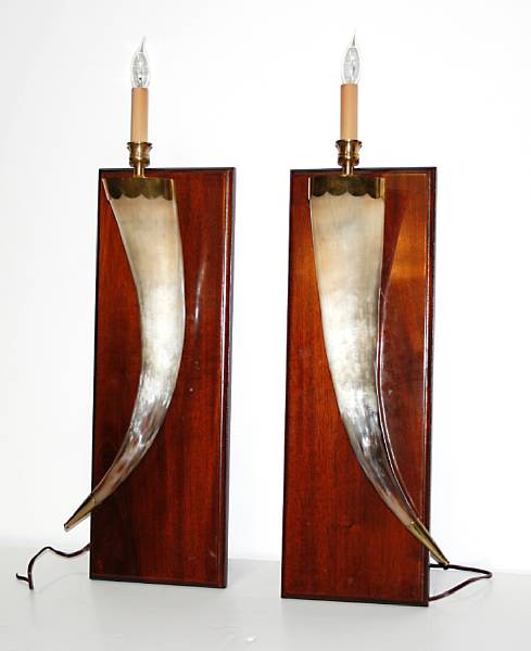 Appraisal: A pair of steer horn wall lights modern Each horn