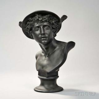 Appraisal: Wedgwood Black Basalt Bust of Mercury England th century mounted