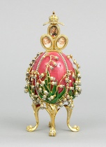 Appraisal: Liliy-of-the-Valley Faberge Style Egg A reproduction of the Liliy-of-the-Valley Faberge