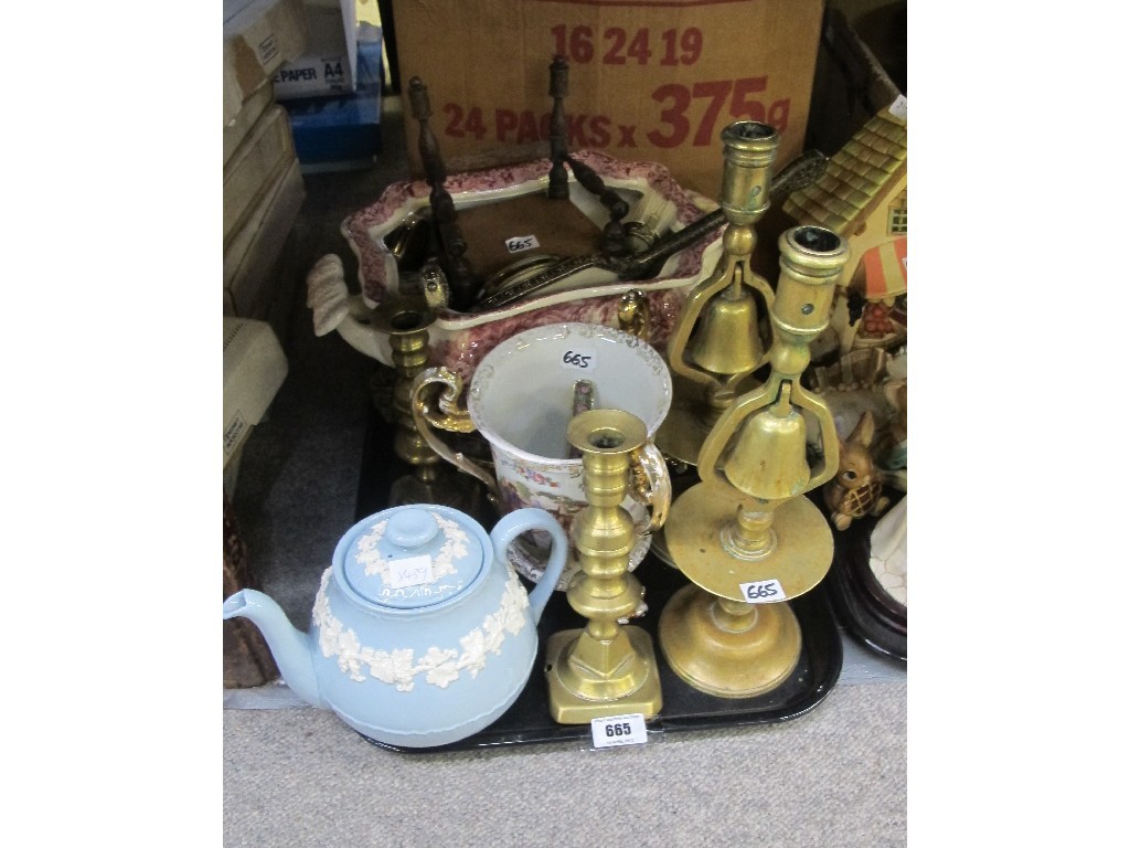 Appraisal: Tray lot to include brass candl