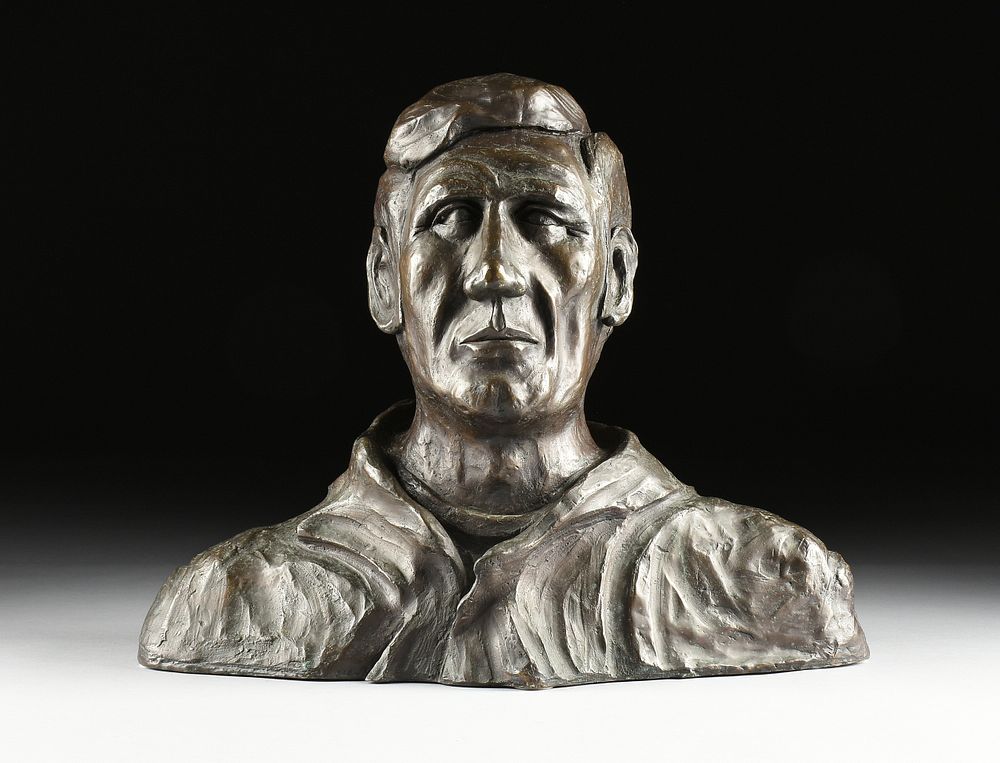 Appraisal: AMERICAN SCHOOL A POST WAR BRONZE BUST OF A MAN