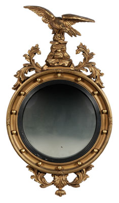 Appraisal: Federal Style Convex Mirror early th century carved and gilt