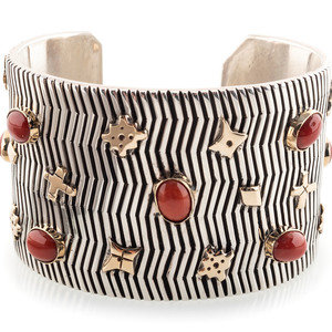 Appraisal: Kee Yazzie Din b Sterling Silver Cuff Bracelet Set with